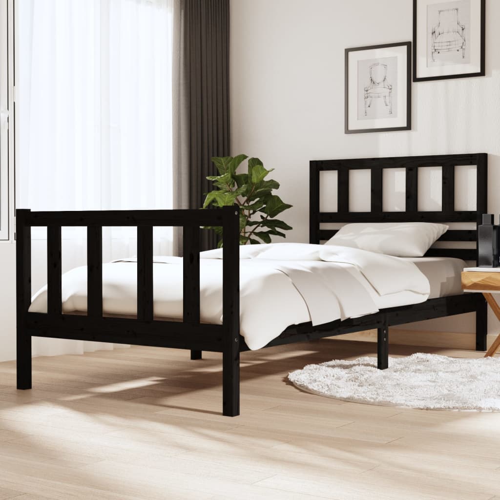 vidaXL Posteľný rám čierny masívne drevo 100x200 cm