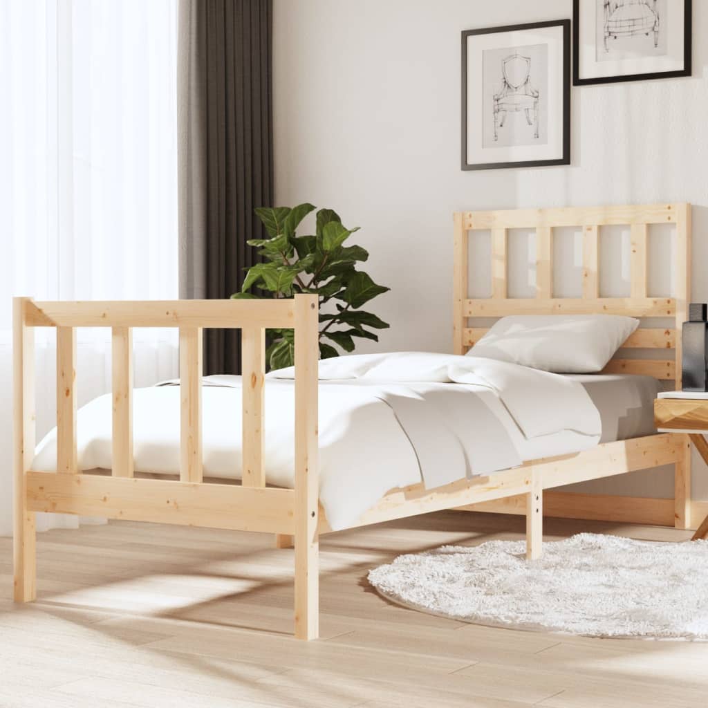 vidaXL Posteľný rám masívne drevo 75x190 cm 2FT6 malé jednolôžko
