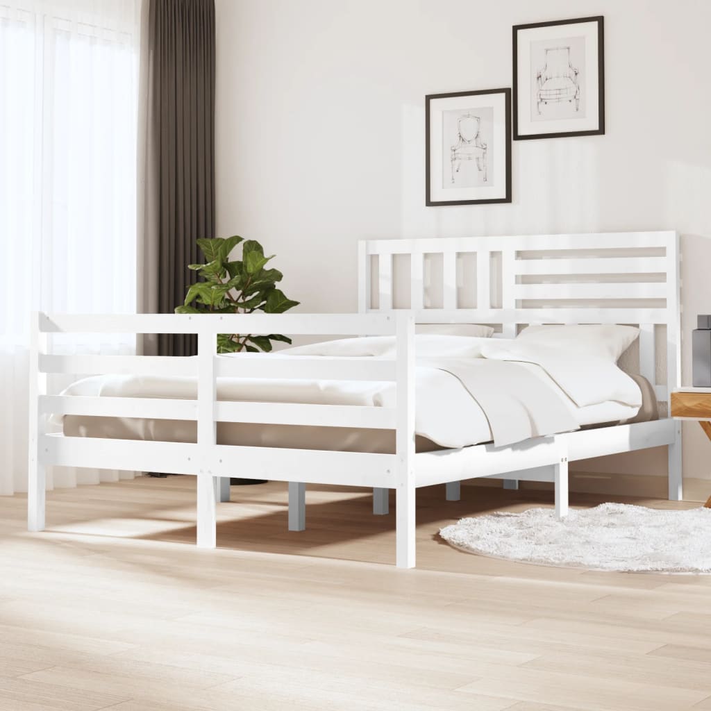 vidaXL Posteľný rám biely masívne drevo 120x200 cm