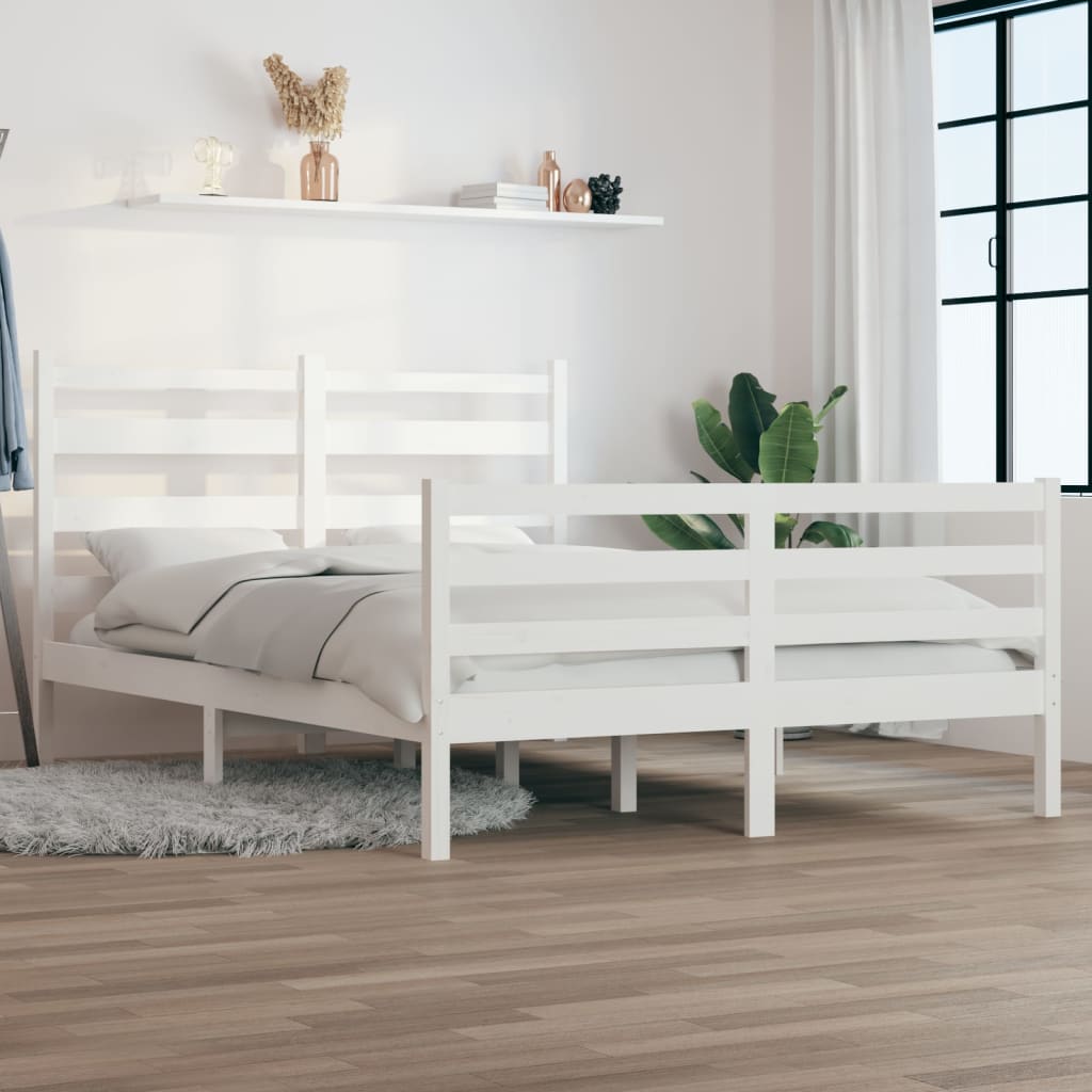 vidaXL Posteľný rám borovicový masív 120x200 cm biely