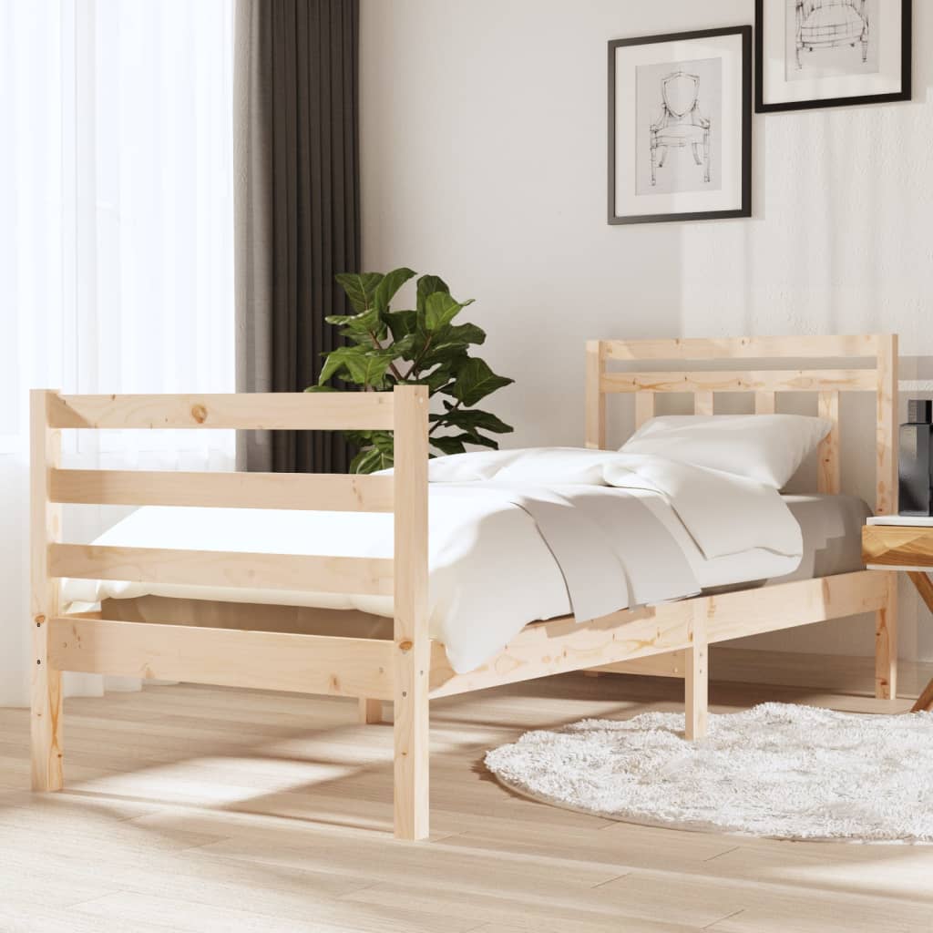 vidaXL Posteľný rám masívne drevo 75x190 cm 2FT6 malé jednolôžko