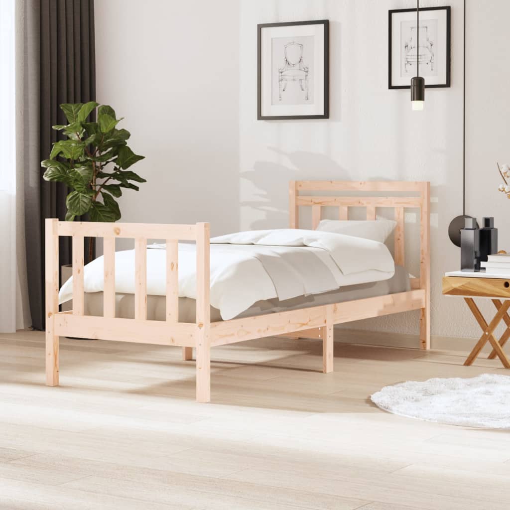 vidaXL Posteľný rám masívne drevo 75x190 cm 2FT6 malé jednolôžko