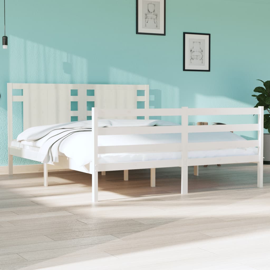 vidaXL Posteľný rám biely borovicový masív 150x200 cm 5FT King Size