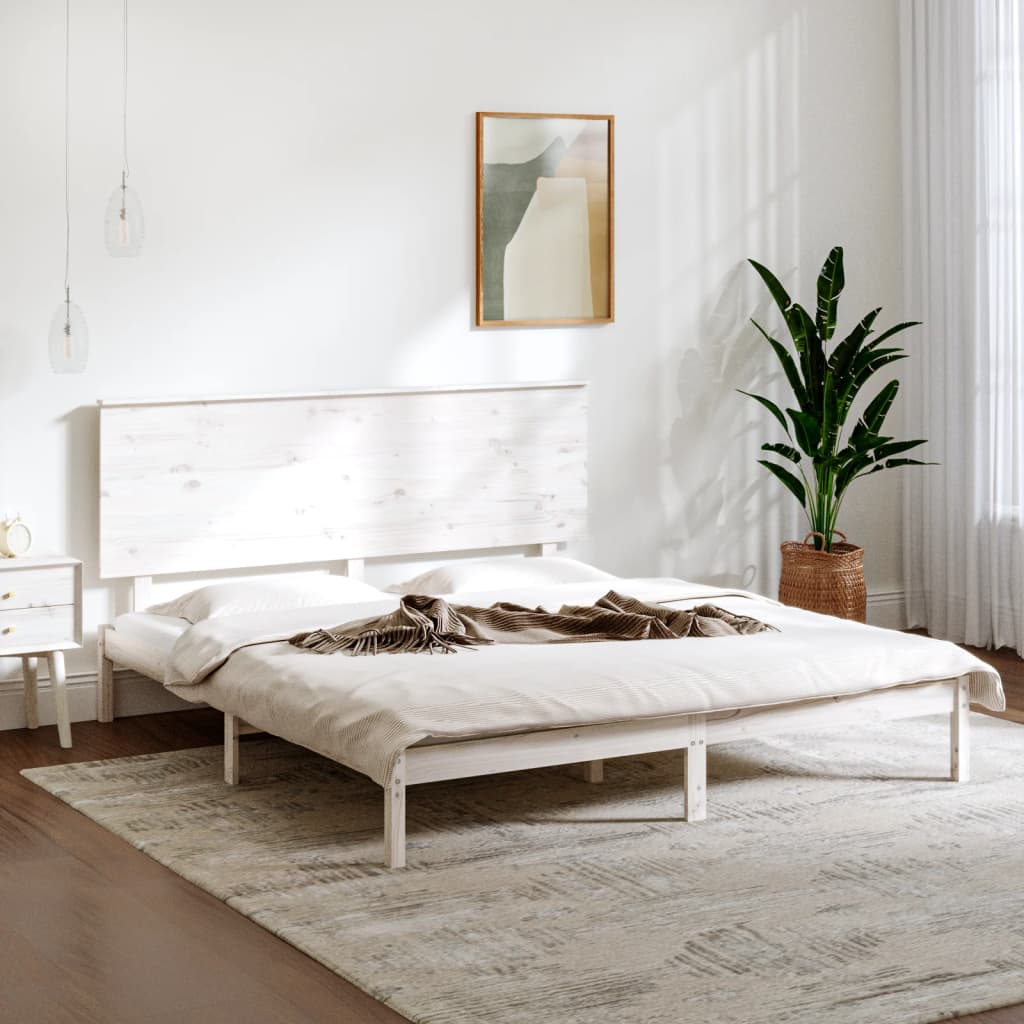 vidaXL Posteľný rám biely masívne drevo 150x200 cm 5FT King Size