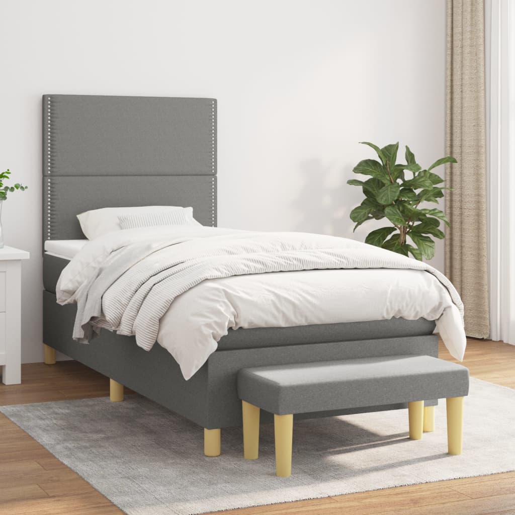 vidaXL Posteľný rám boxsping s matracom tmavosivý 80x200 cm látka