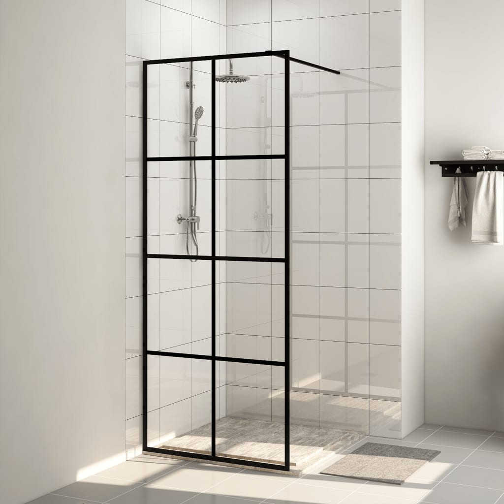 vidaXL Sprchová zástena z priehľadného ESG skla 80x195 cm čierna