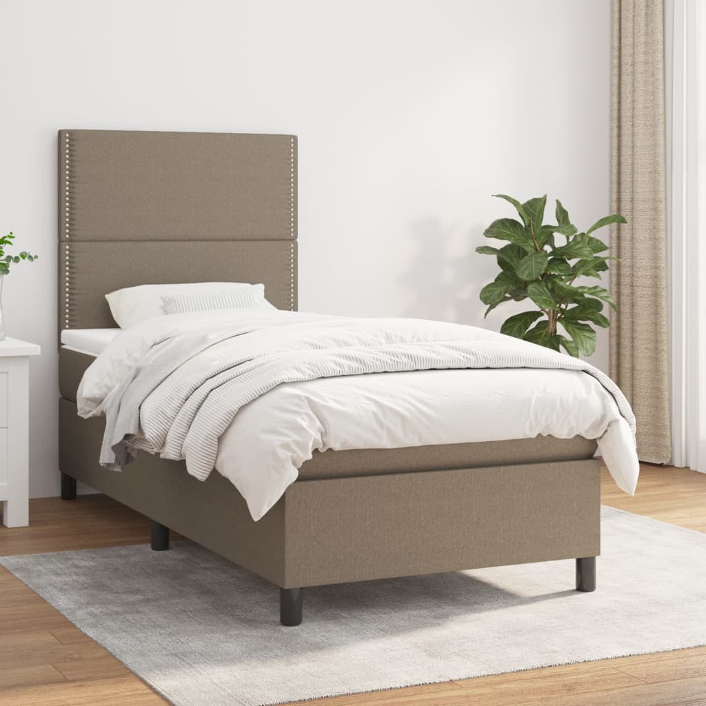vidaXL Posteľný rám boxspring s matracom sivohnedý 90x190 cm látka