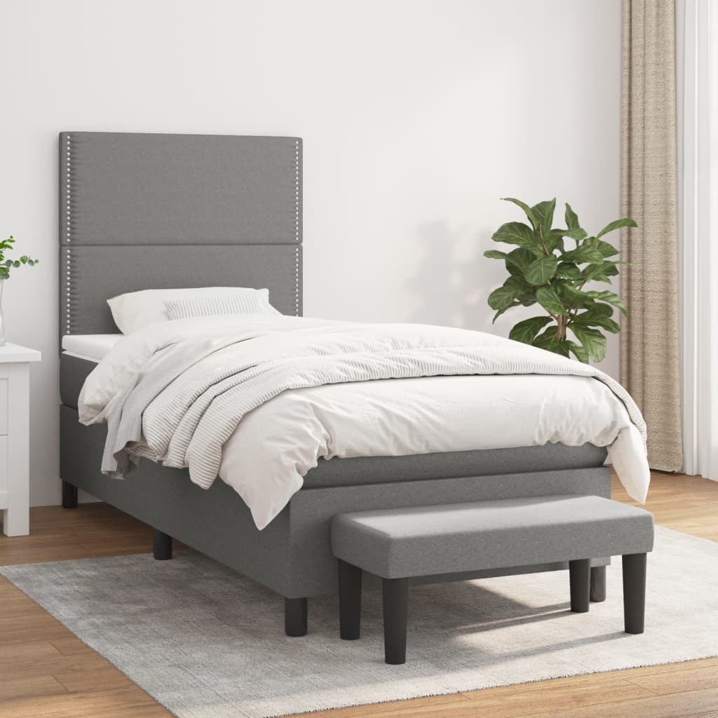 vidaXL Posteľný rám boxsping s matracom tmavosivý 80x200 cm látka