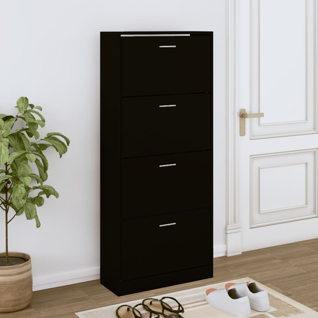 vidaXL Botník čierny 63x24x147 cm spracované drevo