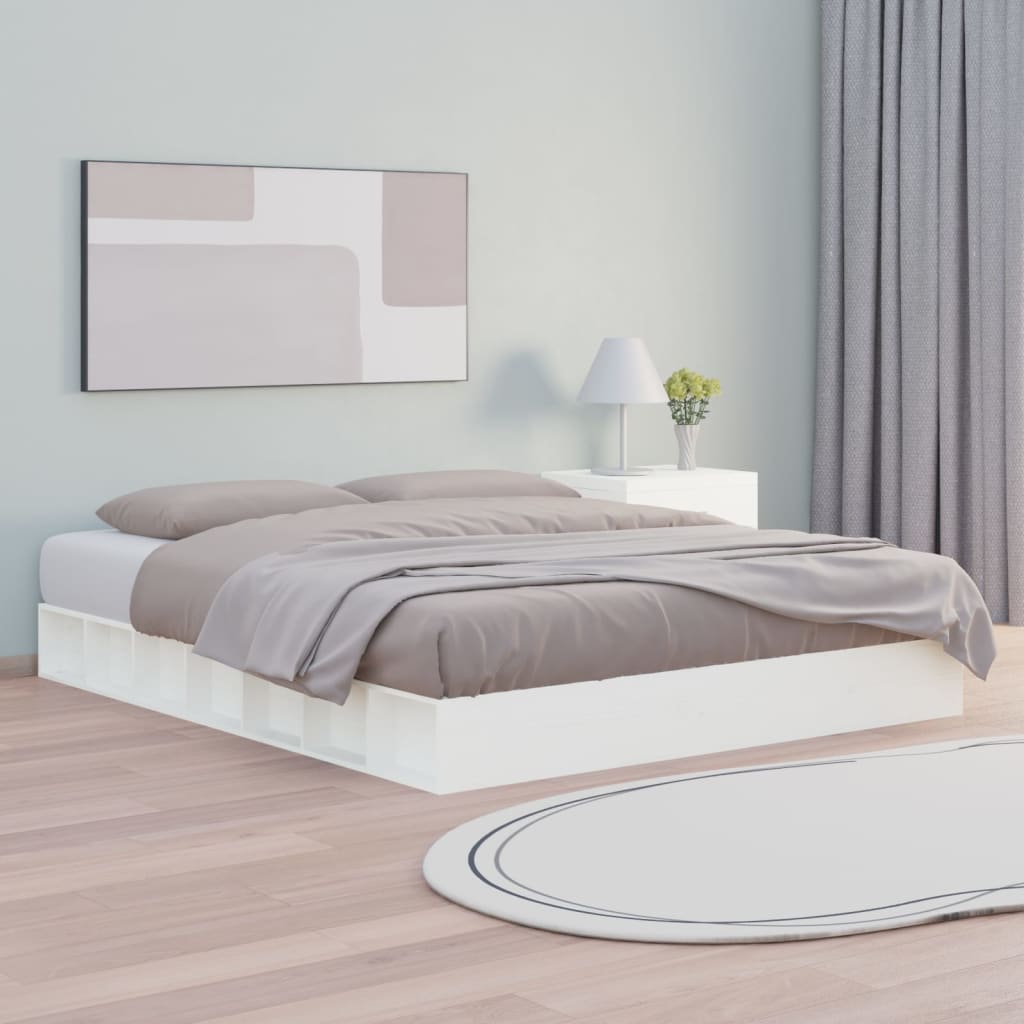 vidaXL Posteľný rám biely 160x200 cm masívne drevo