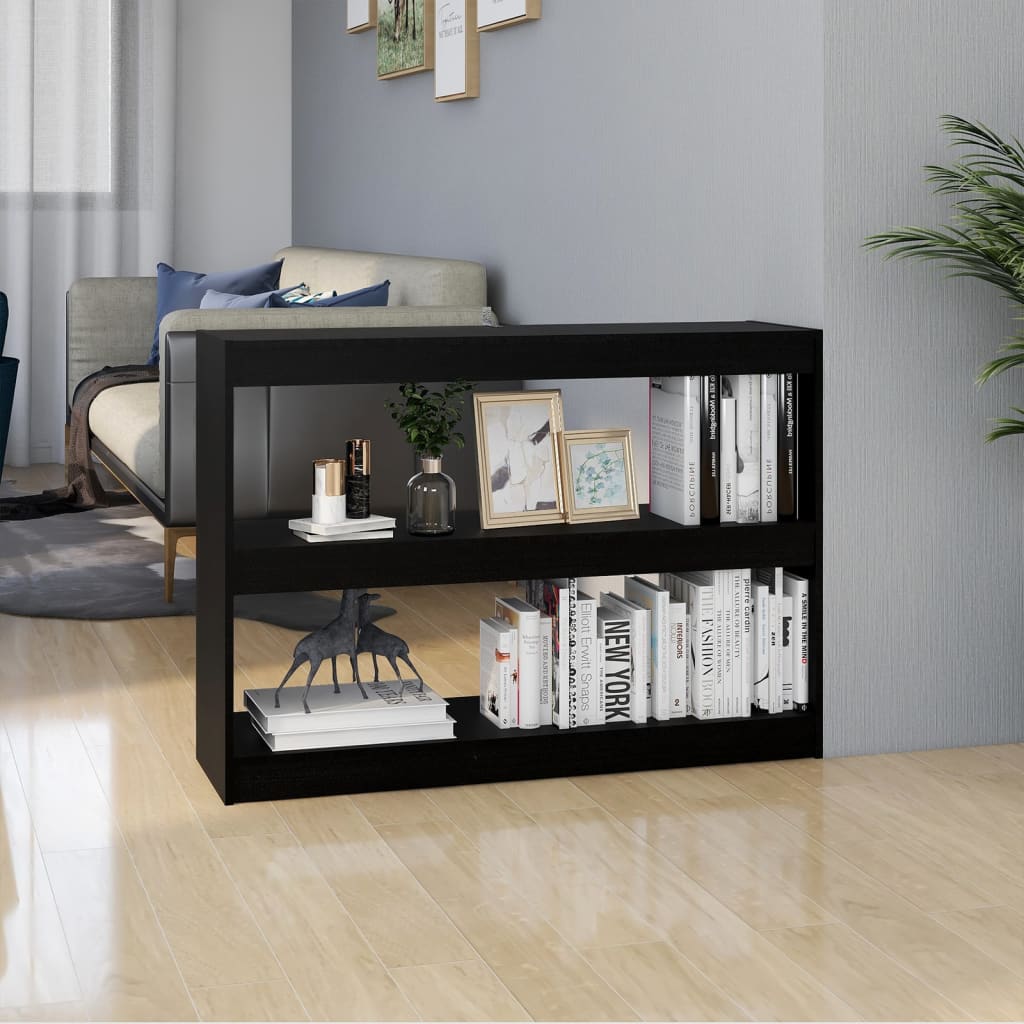 vidaXL Knižnica/deliaca stena čierna 100x30x71,5 cm masívna borovica