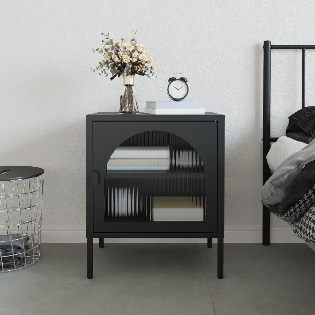 vidaXL Nočný stolík čierny 50x35x60 cm sklo a oceľ