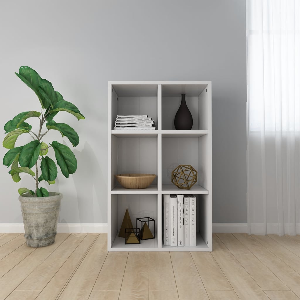 vidaXL Knižnica/komoda, lesklá biela 66x30x97,8 cm, kompozitné drevo