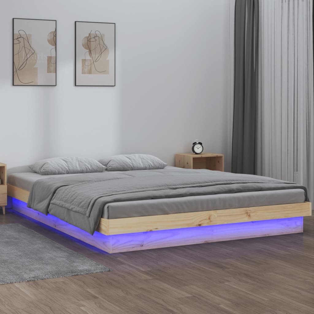 vidaXL Posteľný rám s LED 120x200 cm masívne drevo