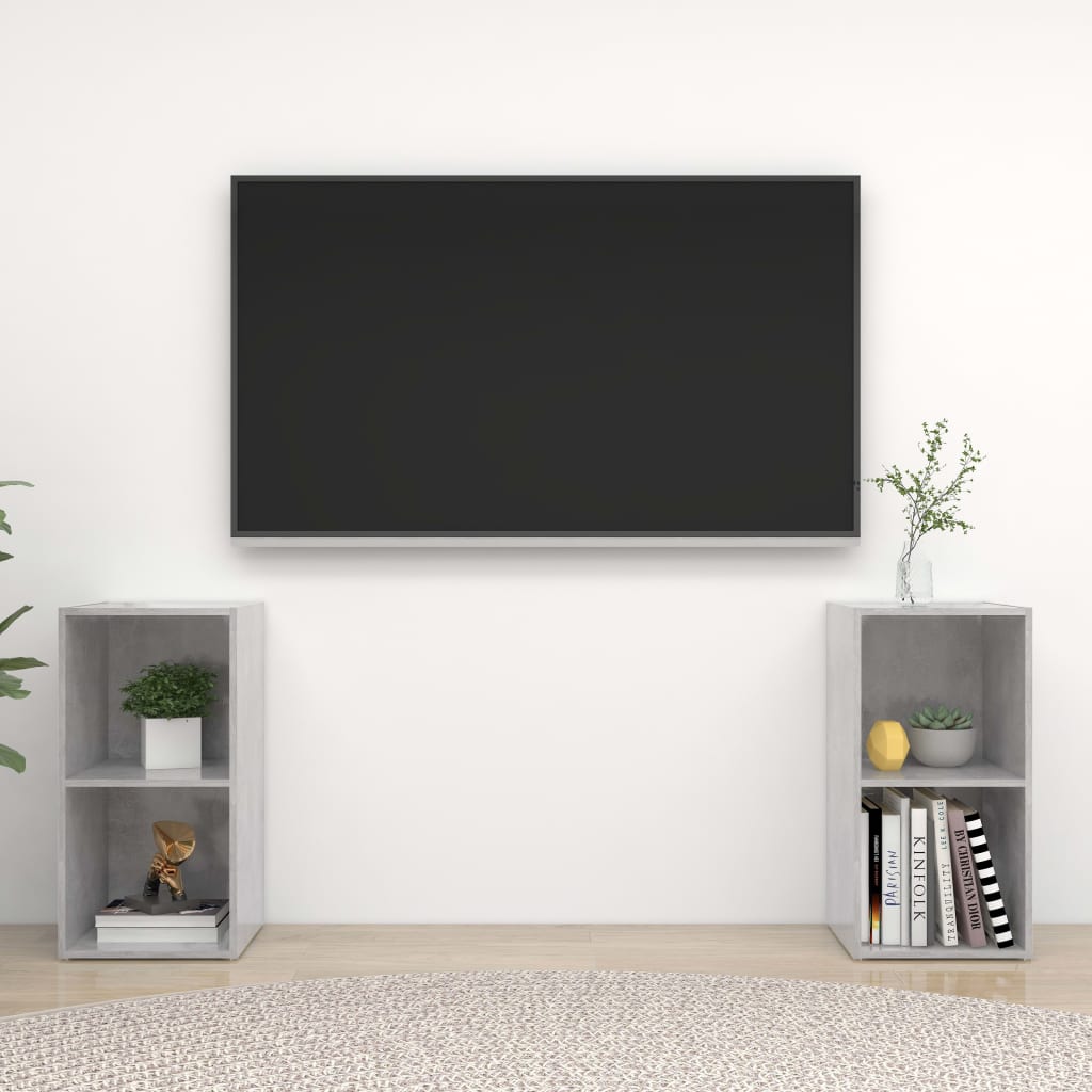vidaXL TV skrinky 2 ks betónové sivé 72x35x36,5 cm drevotrieska