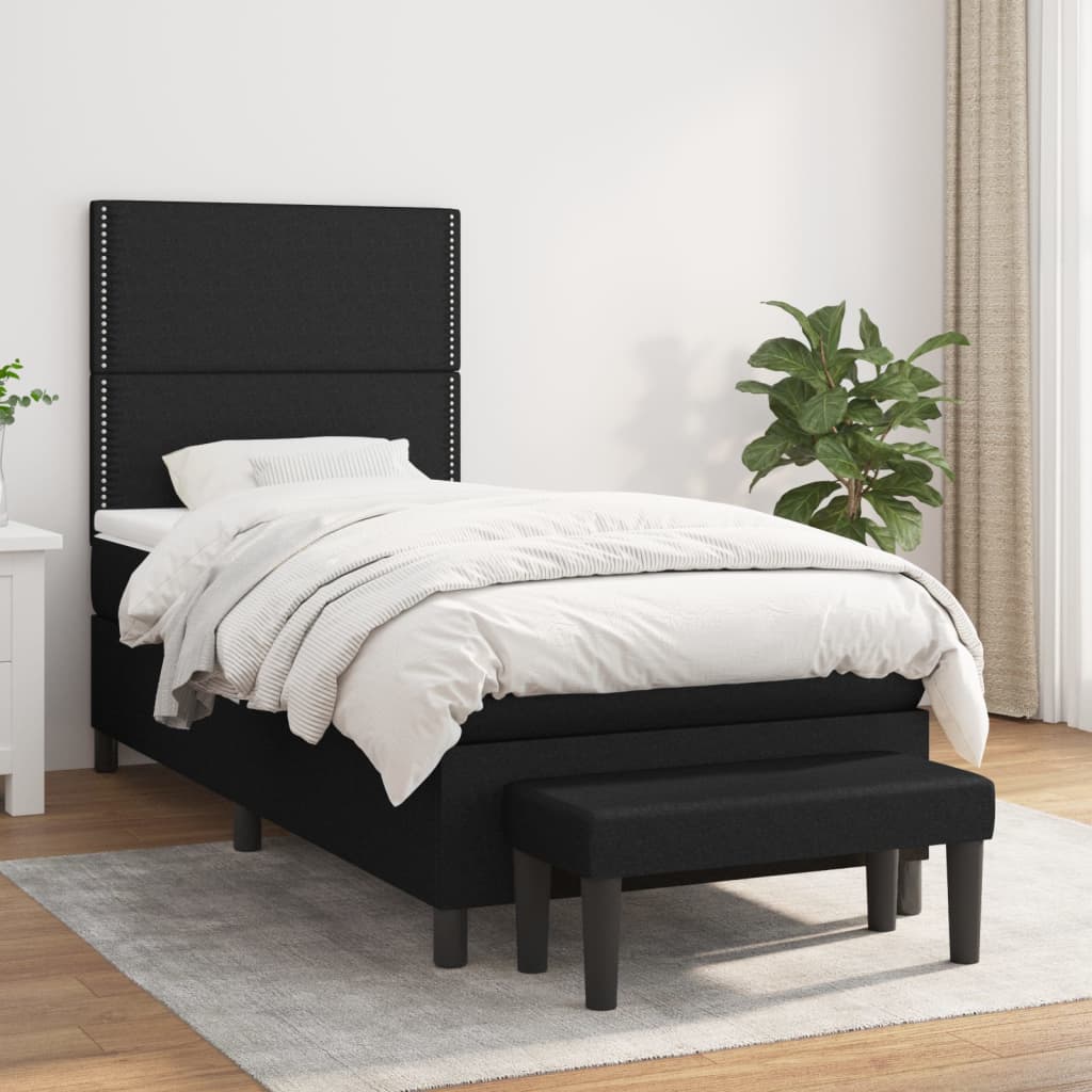 vidaXL Posteľný rám boxspring s matracom čierny 80x200 cm látka