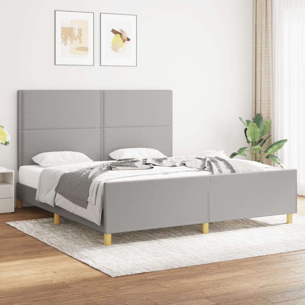vidaXL Posteľný rám s čelom bledosivý 160x200 cm látka