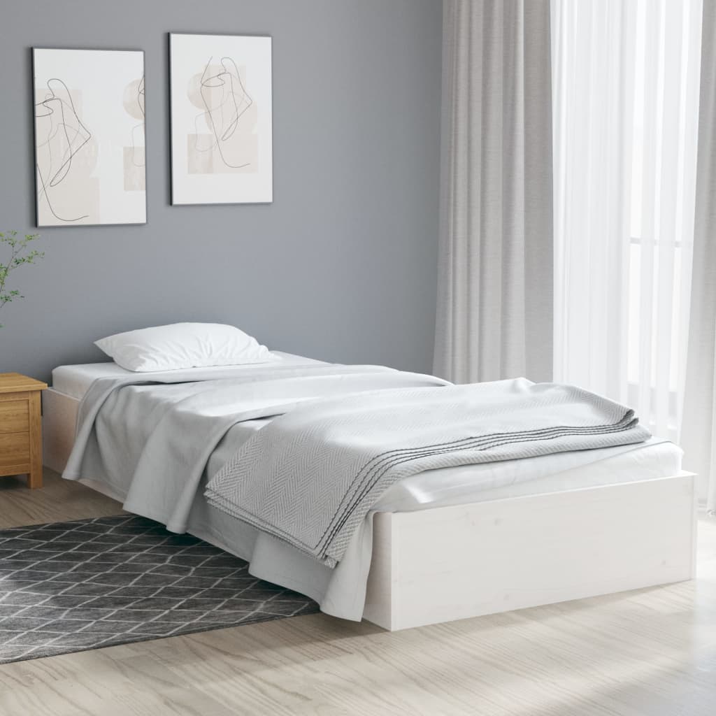 vidaXL Posteľný rám biely masívne drevo 90x190 cm 3FT jednolôžko