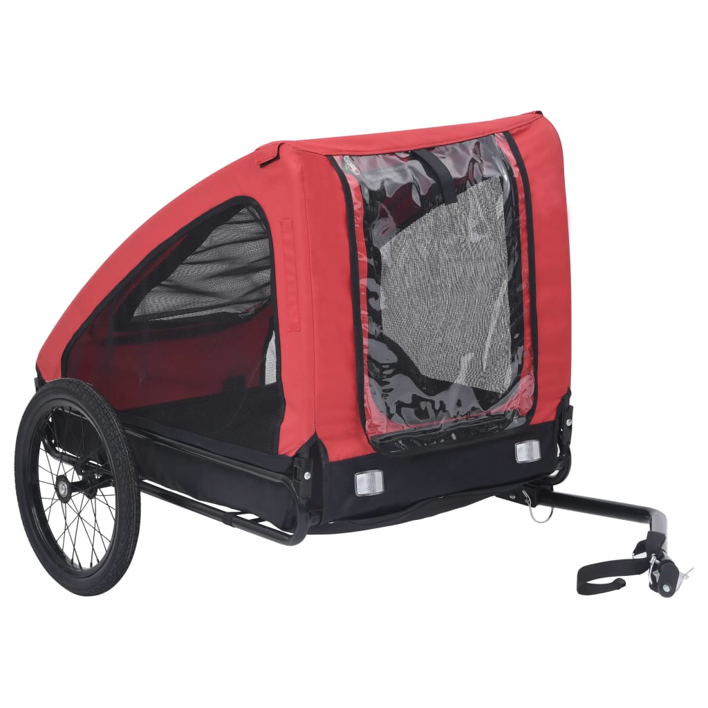 vidaXL Vozík za bicykel pre psa, červeno čierny