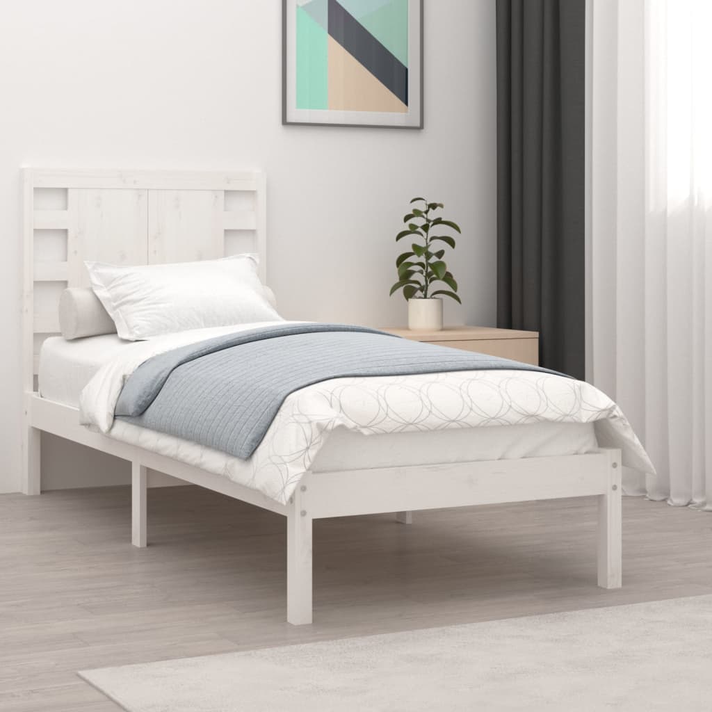 vidaXL Posteľný rám biely masívne drevo 75x190 cm 2FT6 malé jednolôžko