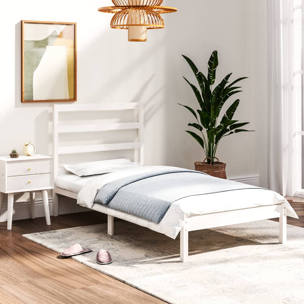 vidaXL Posteľný rám biely masívne drevo 75x190 cm 2FT6 malé jednolôžko