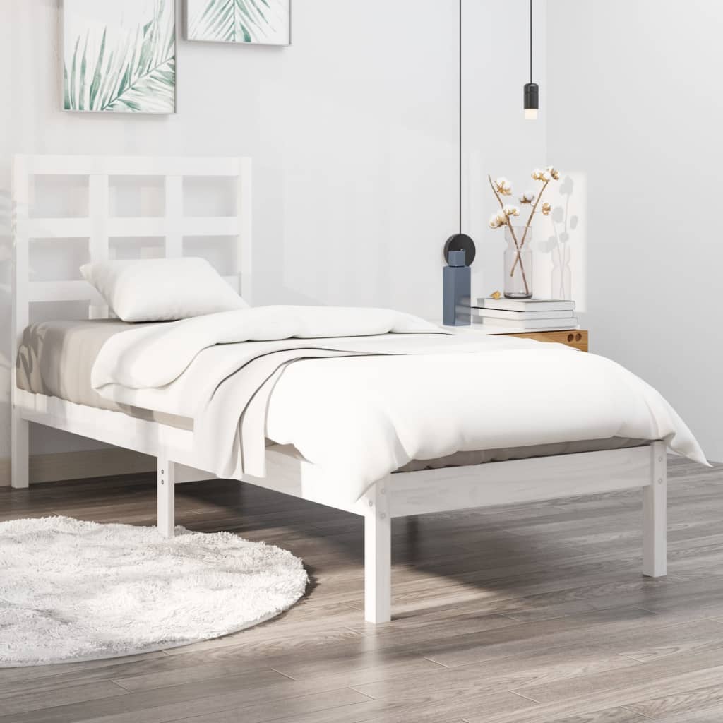 vidaXL Posteľný rám biely masívne drevo 75x190 cm 2FT6 malé jednolôžko
