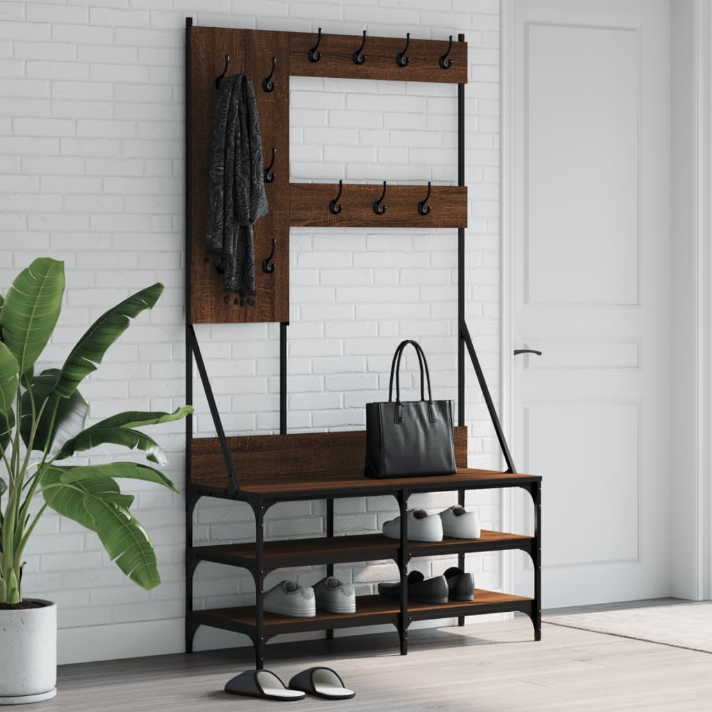 vidaXL Vešiak na šaty s botníkom hnedý dub 100x40x184 cm