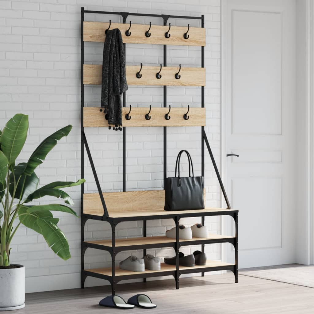 vidaXL Vešiak na šaty s botníkom dub sonoma 100x40x184 cm