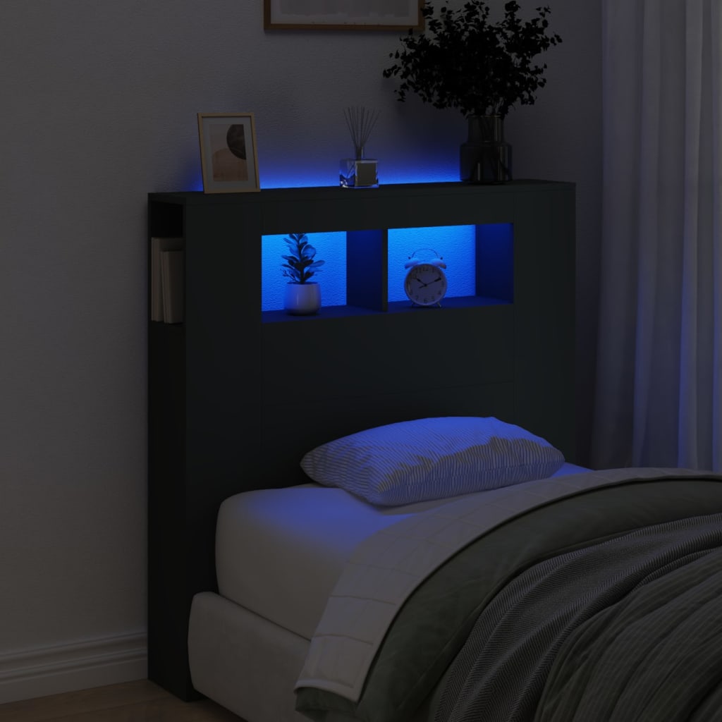 vidaXL Čelo s LED čierne 100x18,5x103,5 cm kompozitné drevo