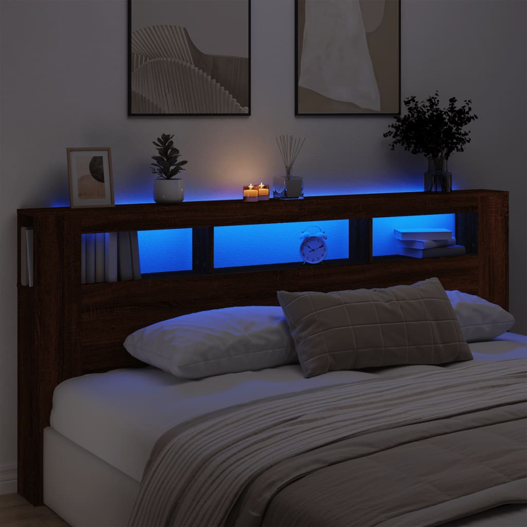 vidaXL Čelo s LED hnedý dub 220x18,5x103,5 cm kompozitné drevo