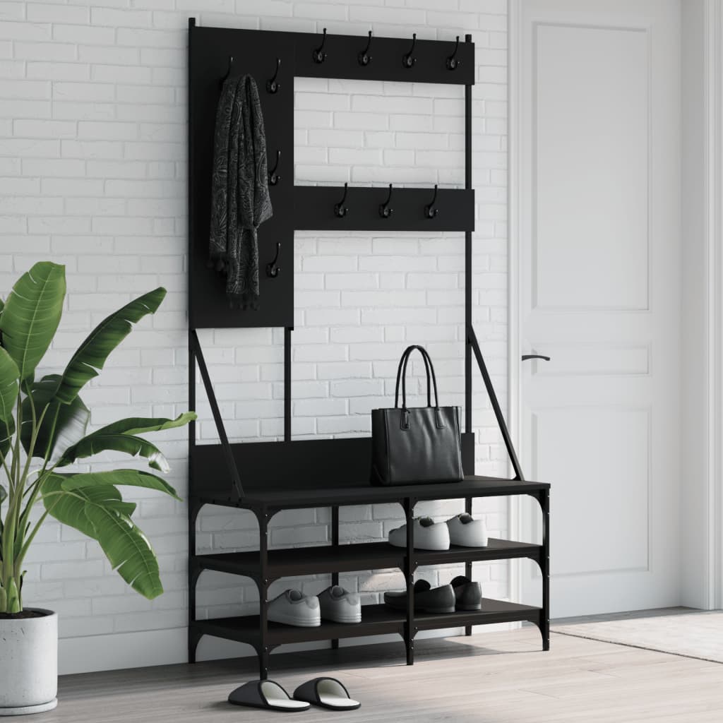 vidaXL Vešiak na šaty s botníkom čierny 100x40x184 cm