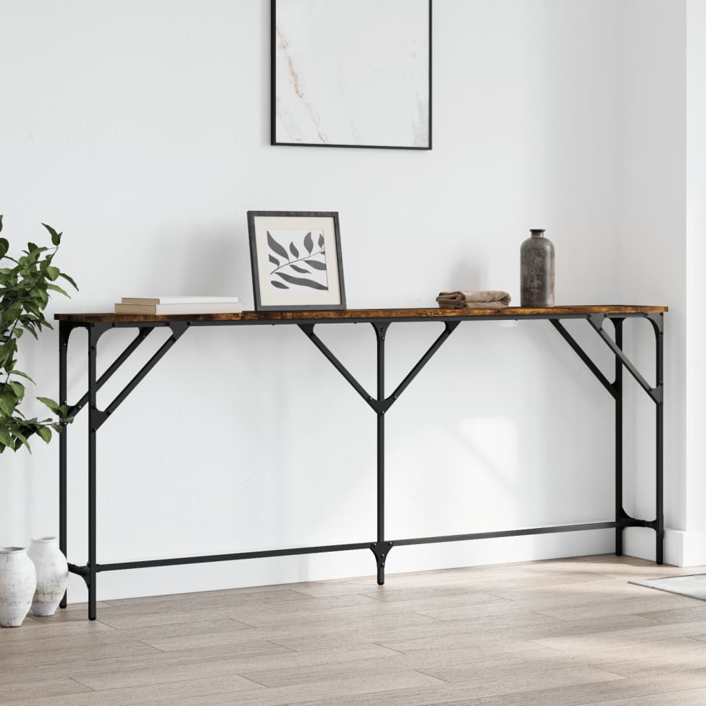 vidaXL Konzolový stolík dymový dub 180x23x75 cm kompozitné drevo