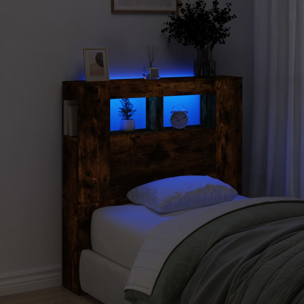 vidaXL Čelo s LED dymový dub 100x18,5x103,5 cm kompozitné drevo