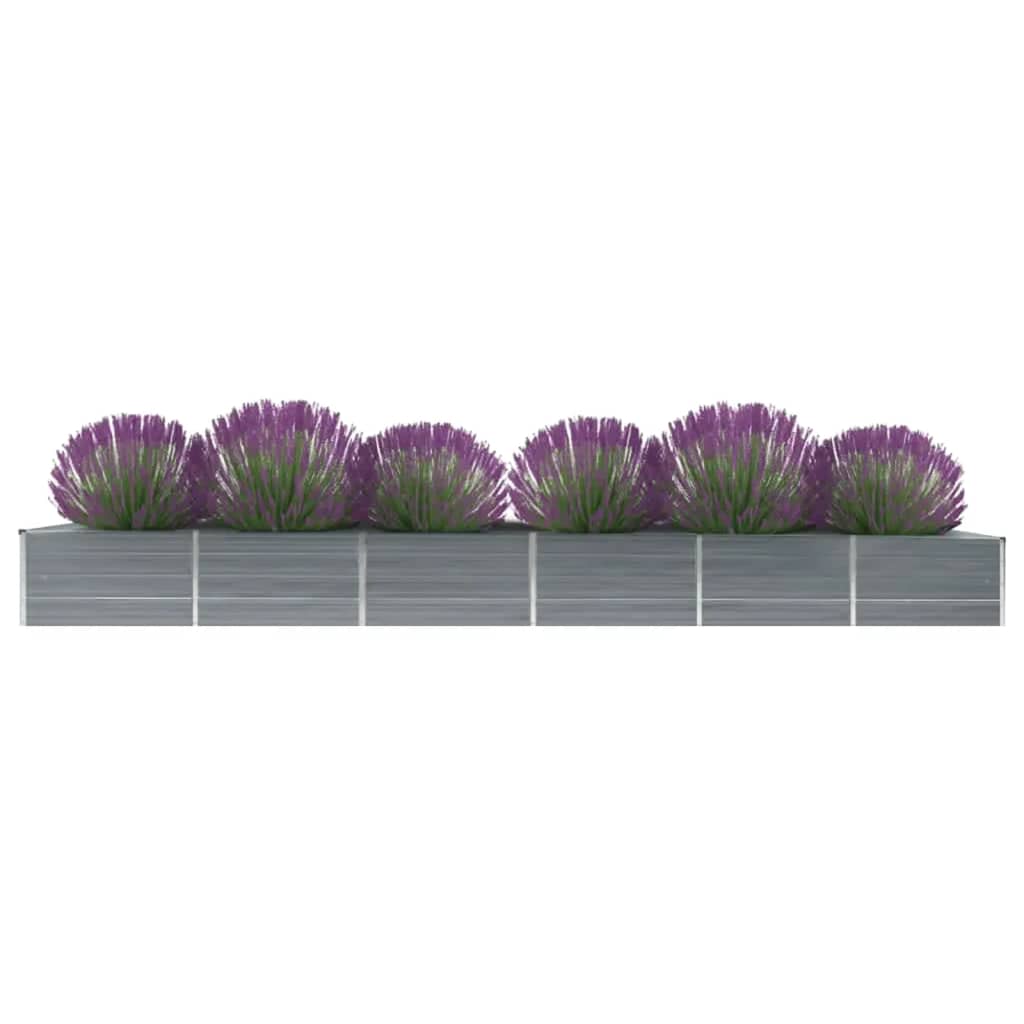 vidaXL Vyvýšený záhradný záhon, pozinkovaná oceľ 480x80x45 cm, sivý