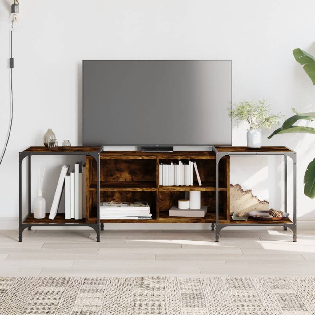 vidaXL TV skrinka dymový dub 153x37x50 cm kompozitné drevo