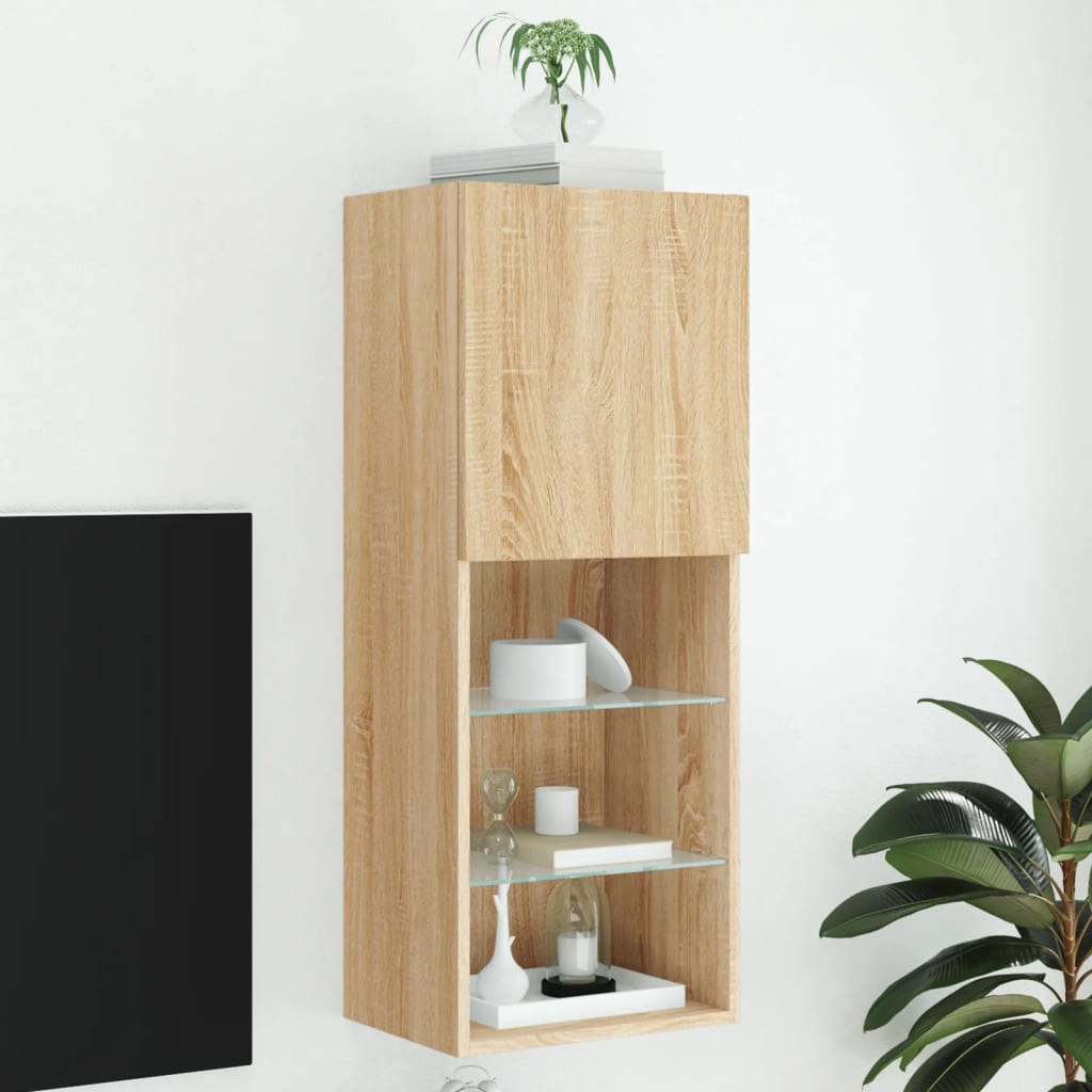 vidaXL TV skrinka s LED svetlami dub sonoma 40,5x30x102 cm