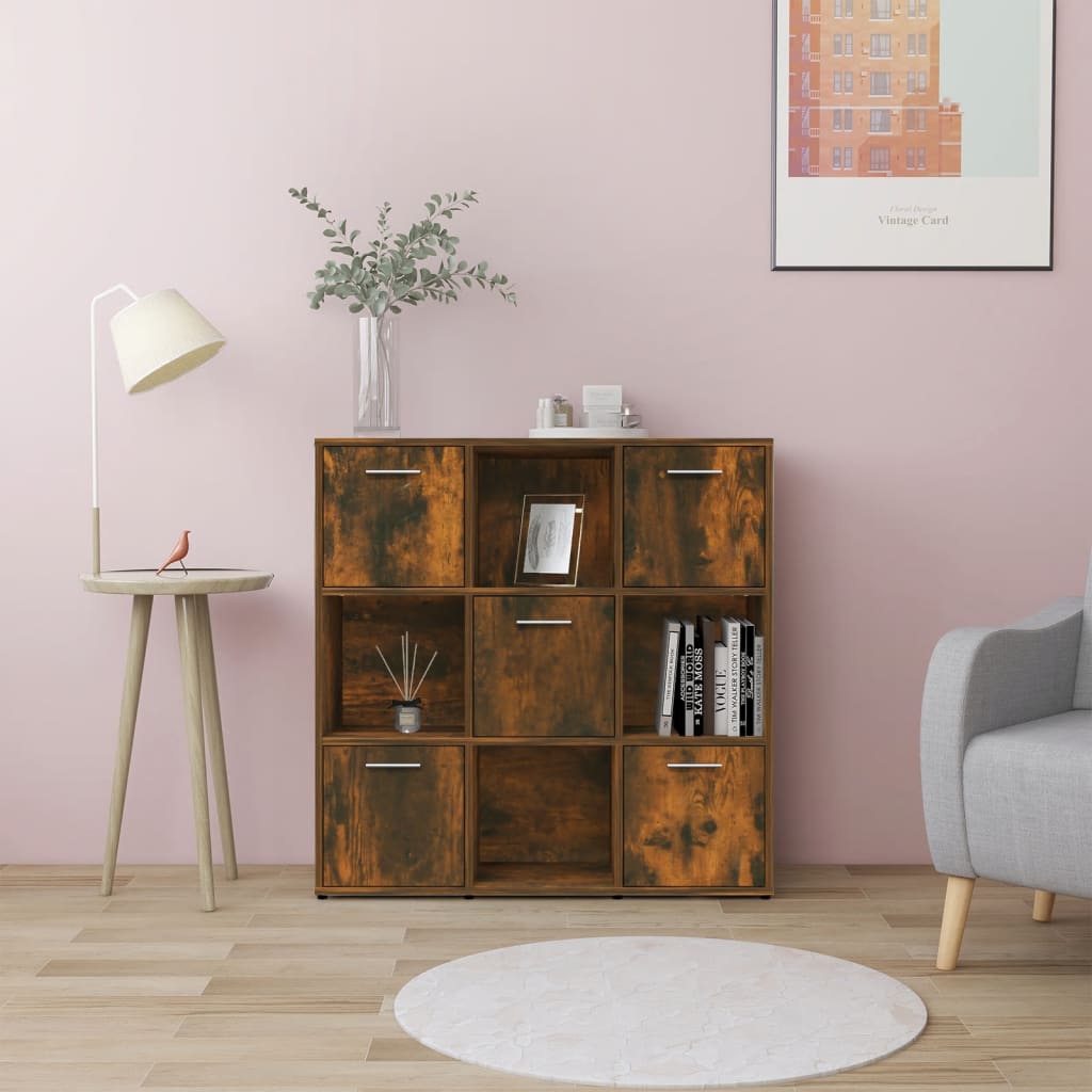 vidaXL Knižnica dymový dub 90x30x90 cm spracované drevo