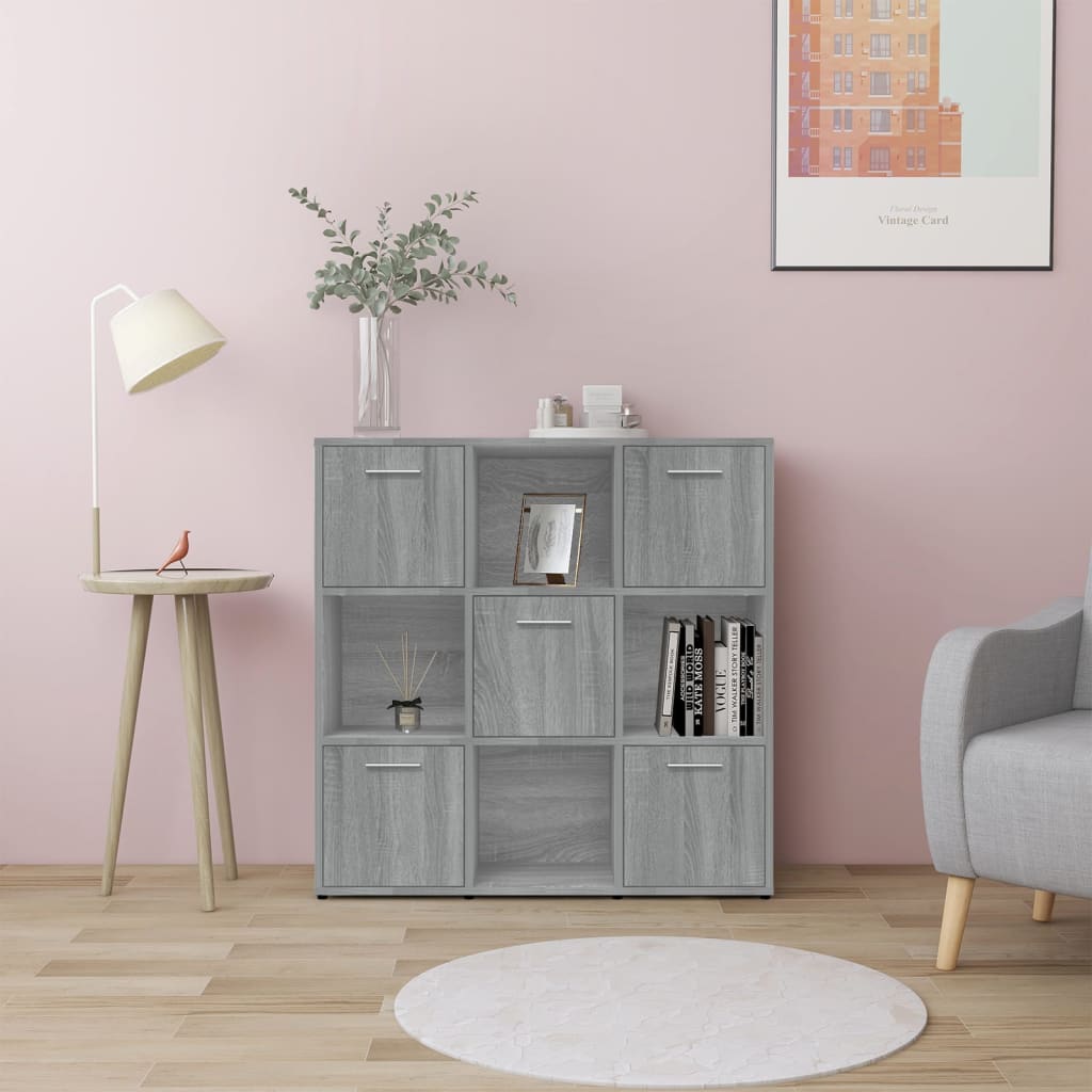 vidaXL Knižnica sivý dub sonoma 90x30x90 cm spracované drevo