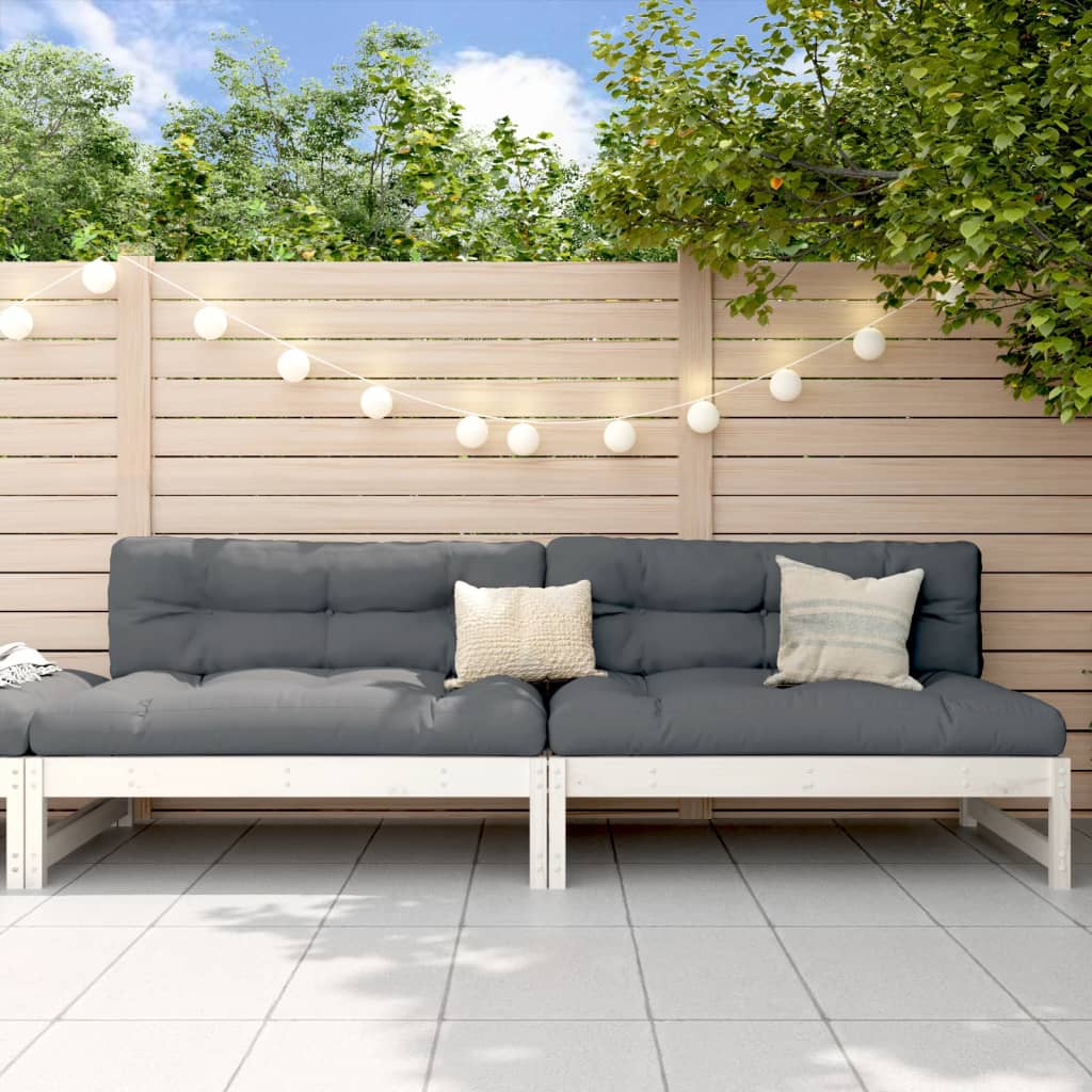 vidaXL Záhradné stredové pohovky 2 ks biele 120x80 cm borovicový masív