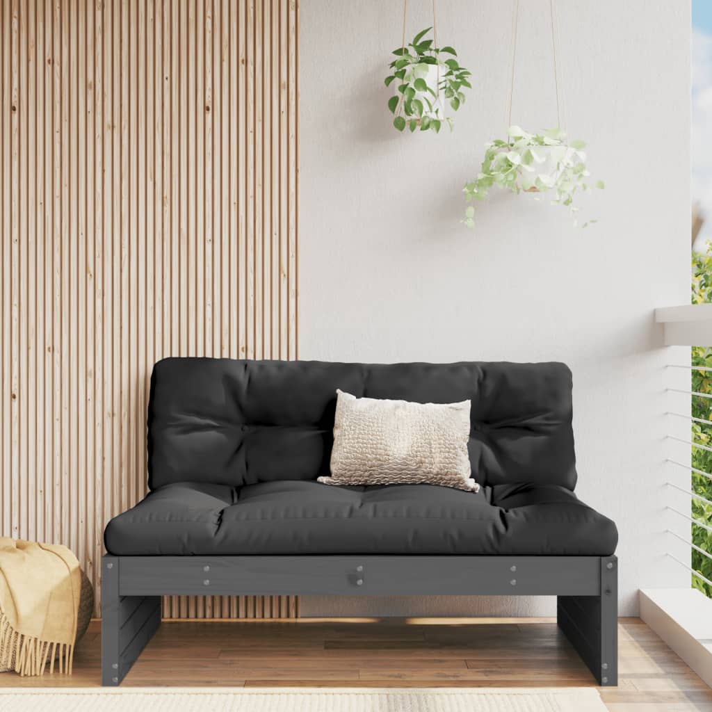 vidaXL Záhradná stredová pohovka sivá 120x80 cm borovicový masív
