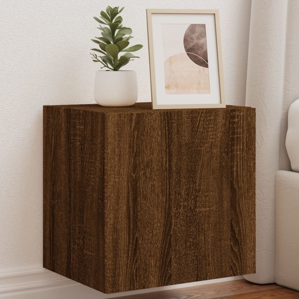 vidaXL TV nástenné skrinky s LED svetlami 2 ks hnedý dub 40,5x35x40 cm