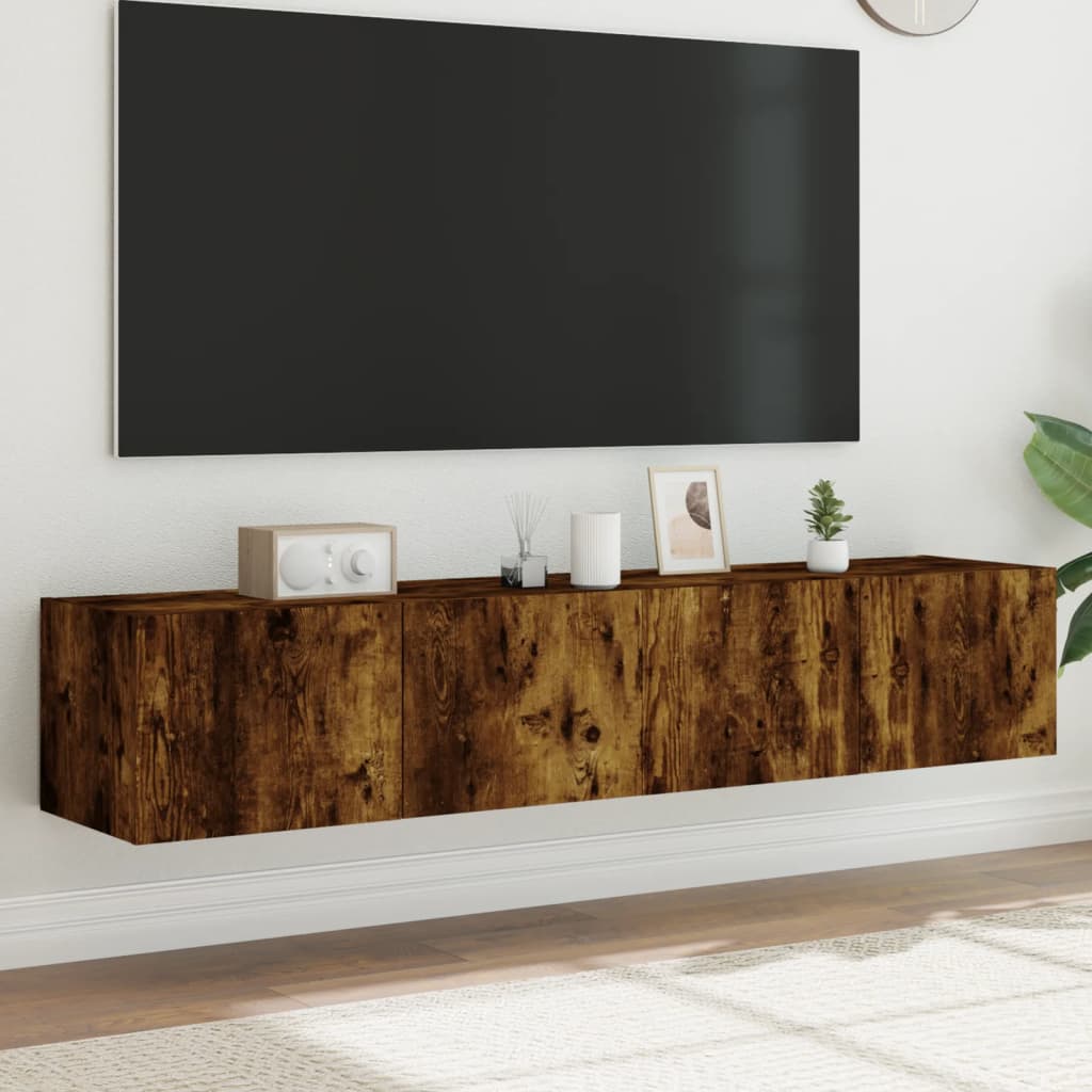 vidaXL TV nástenné skrinky s LED svetlami 2 ks dymový dub 80x35x31 cm