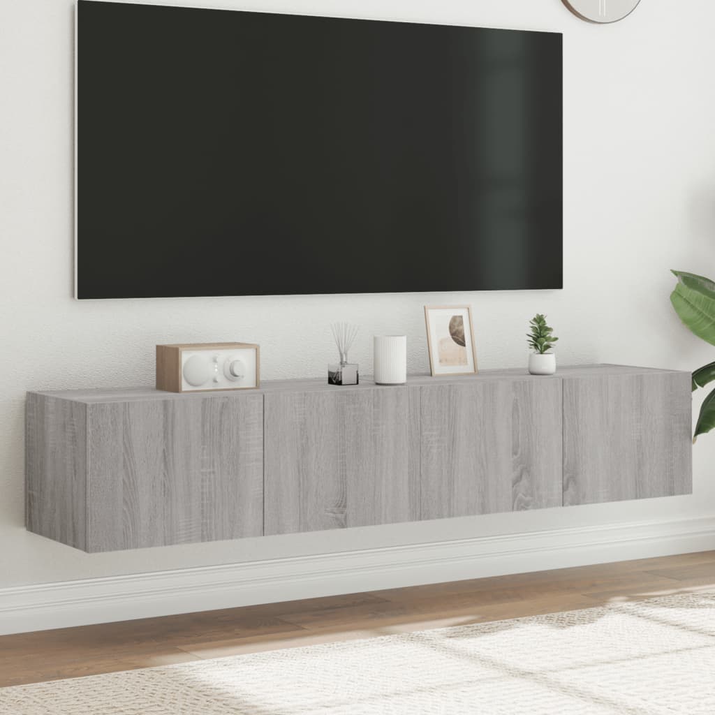 vidaXL TV nástenné skrinky s LED svetlami 2 ks sivé sonoma 80x35x31 cm