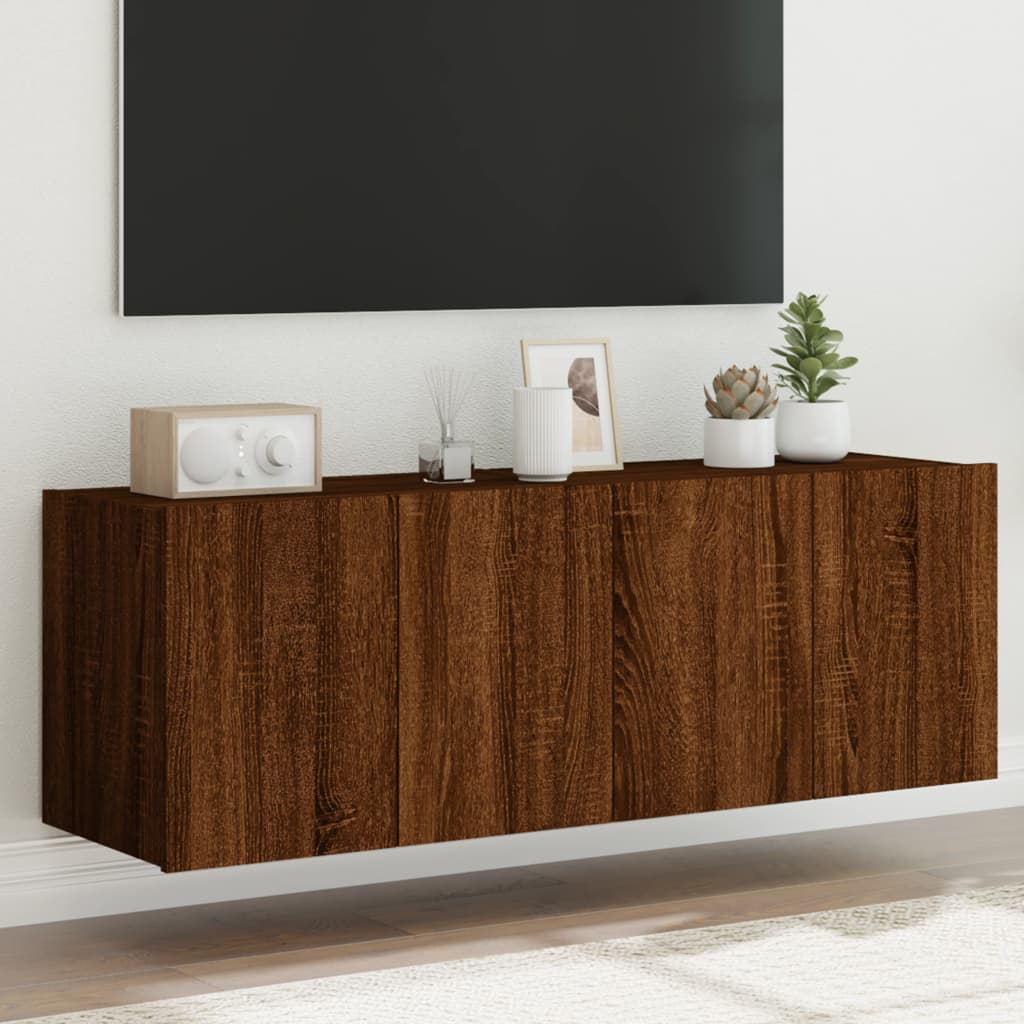 vidaXL TV nástenné skrinky s LED svetlami 2 ks hnedý dub 60x35x41 cm