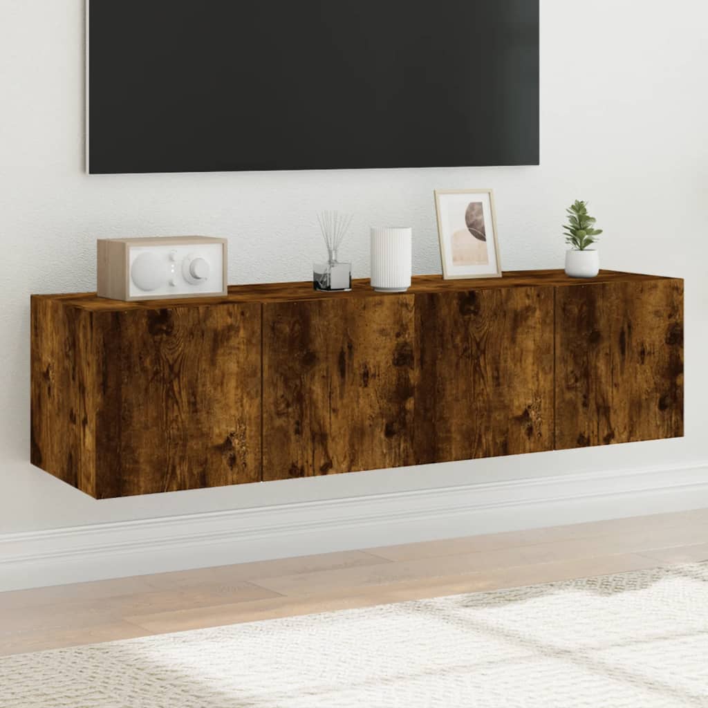 vidaXL TV nástenné skrinky s LED svetlami 2 ks dymový dub 60x35x31 cm