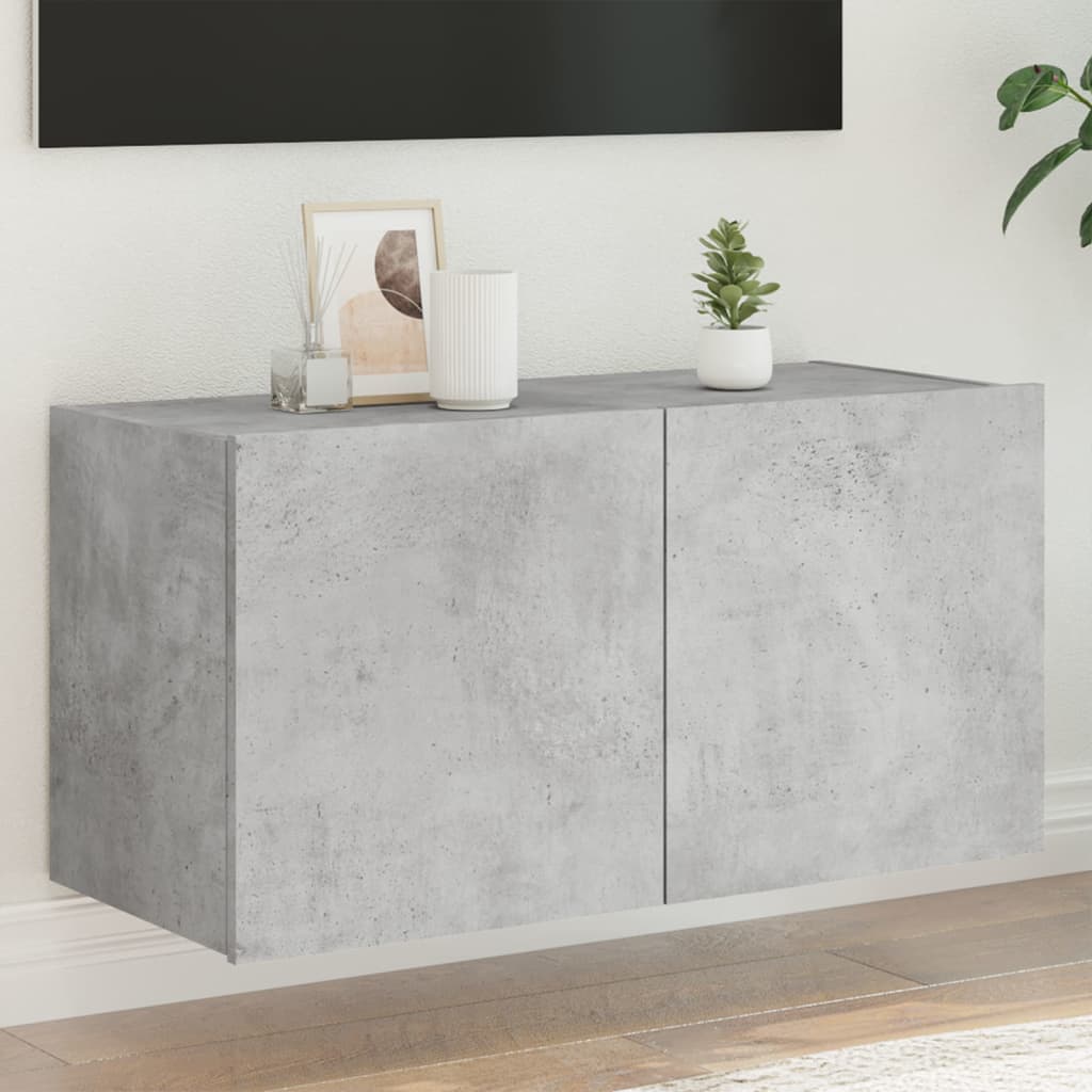 vidaXL TV nástenná skrinka s LED svetlami betónovo sivá 80x35x41 cm