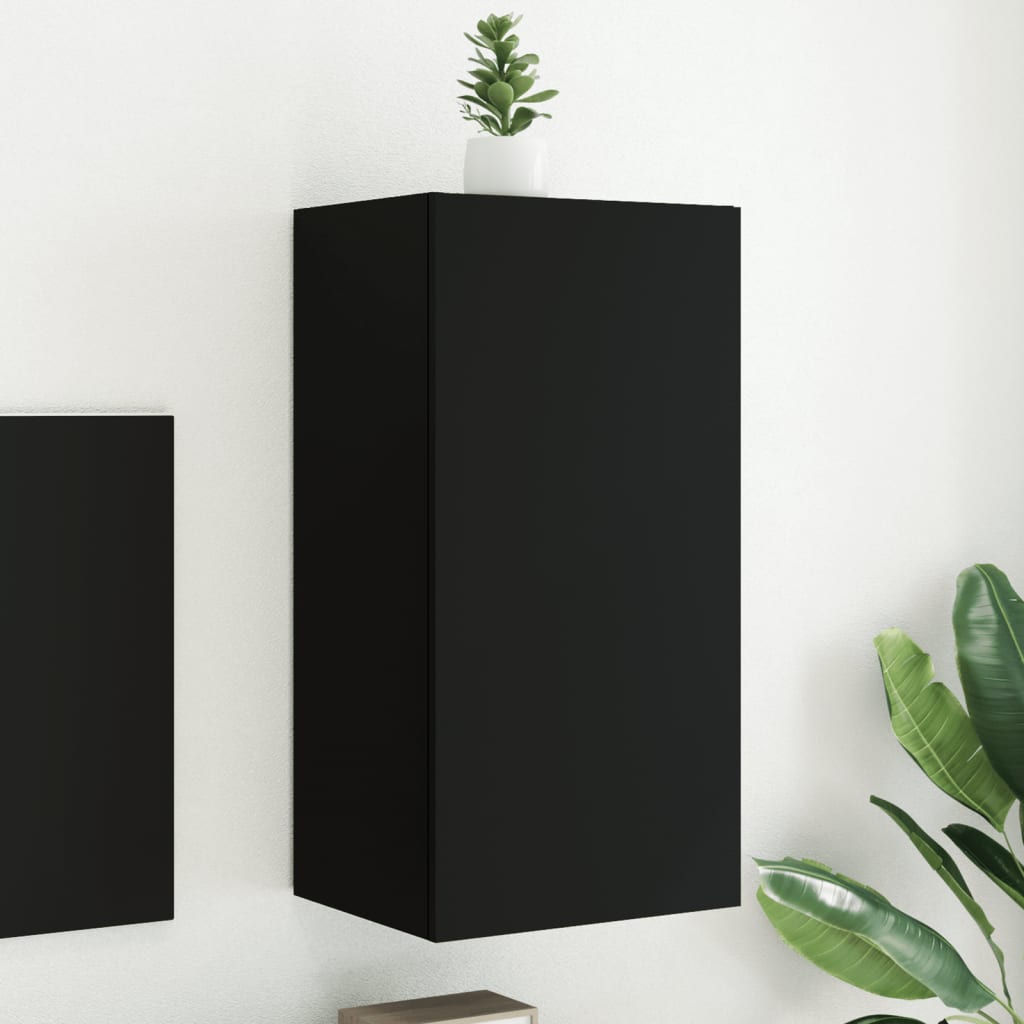 vidaXL TV nástenná skrinka s LED svetlami čierna 40,5x35x80 cm