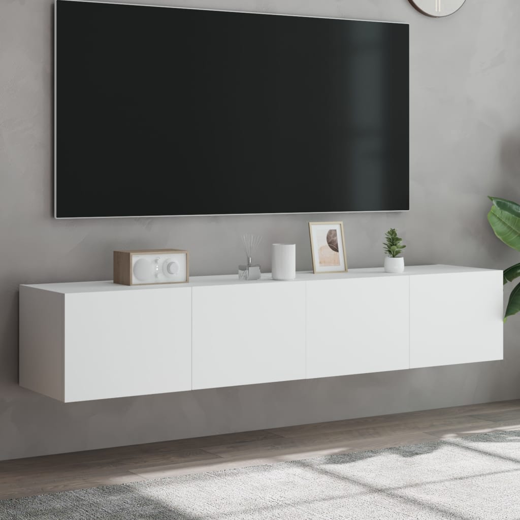 vidaXL TV nástenné skrinky s LED svetlami 2 ks biele 80x35x31 cm