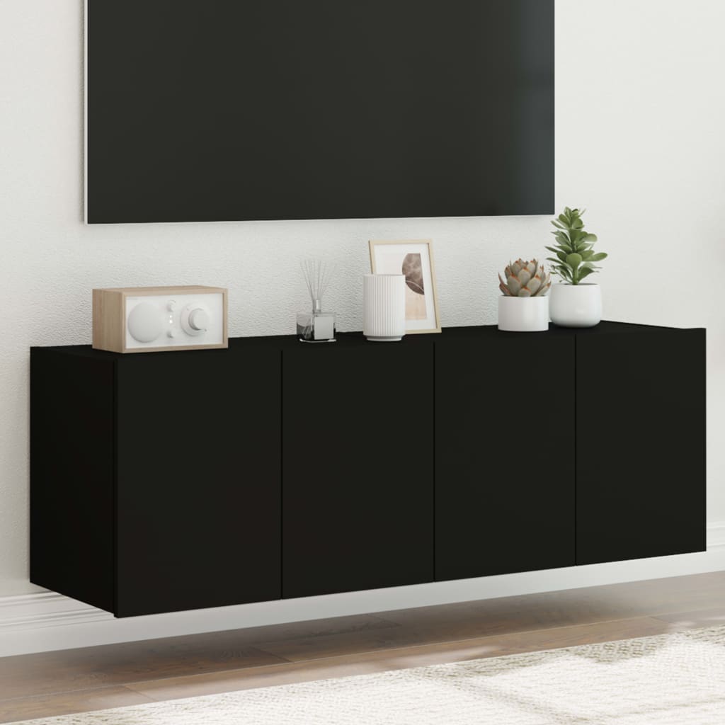 vidaXL TV nástenné skrinky s LED svetlami 2 ks čierne 60x35x41 cm