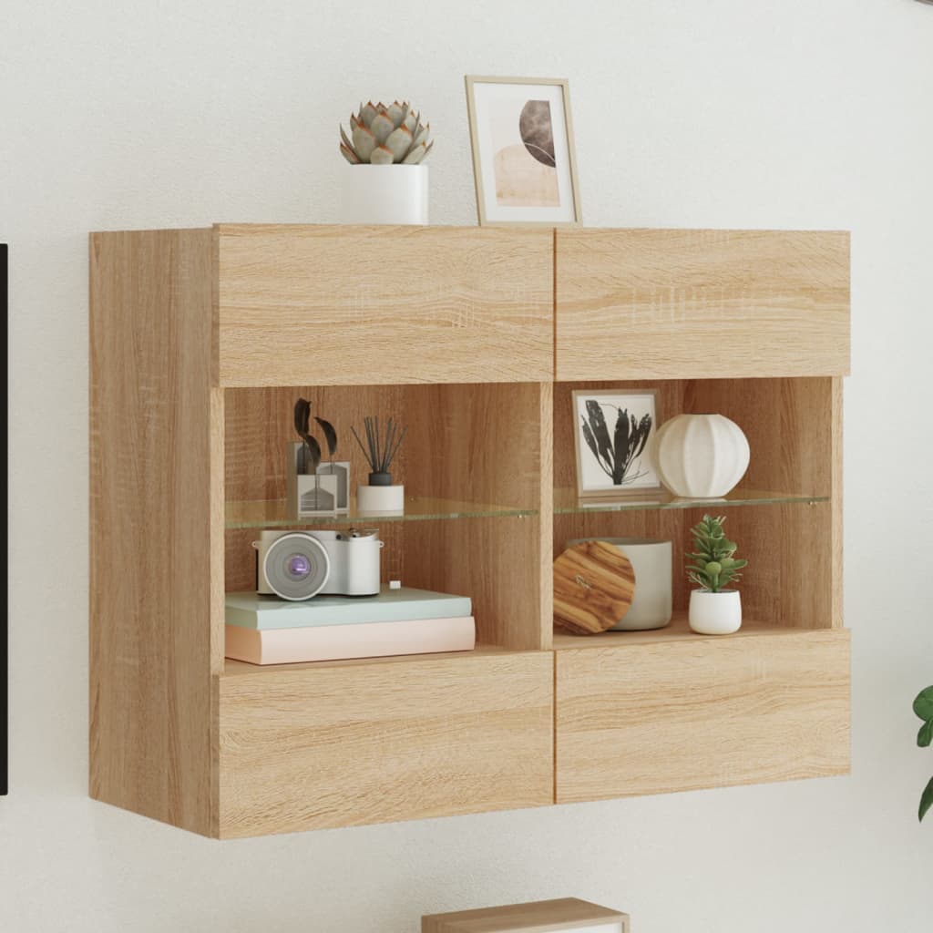 vidaXL TV nástenná skrinka s LED svetlami dub sonoma 78,5x30x60,5 cm